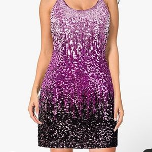 Glitter sparkly purple sequin dress
